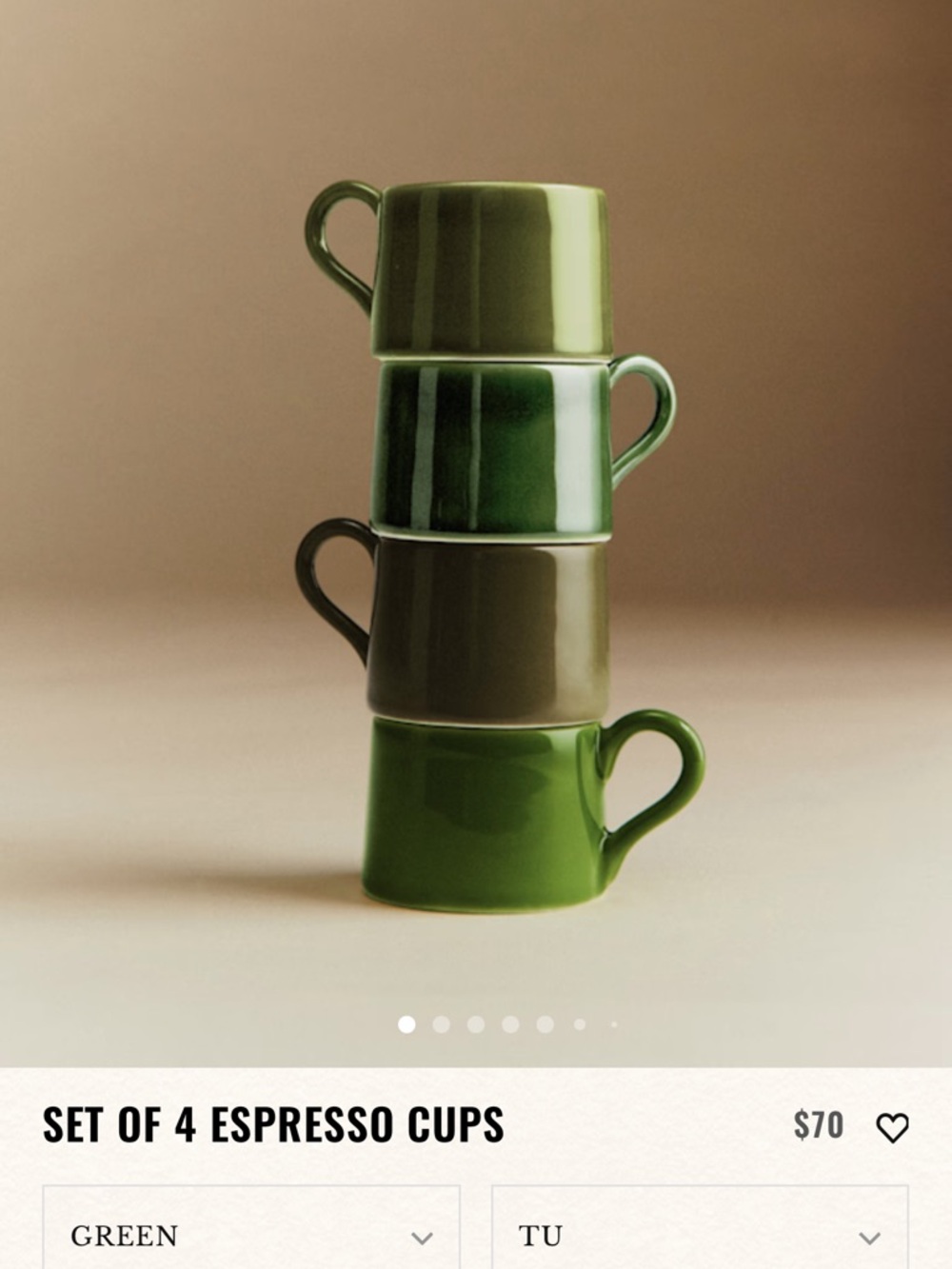 Sezane Green Ceramic Espresso Cup Set - Assorted Green Tones